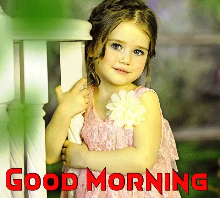 Cute Baby with beautiful eyes Good Morning Image
