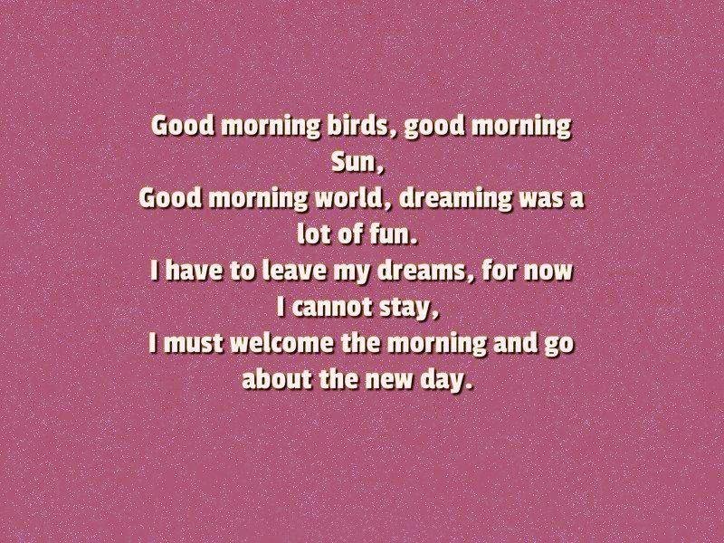 Good Morning Birds Good Morning Sun