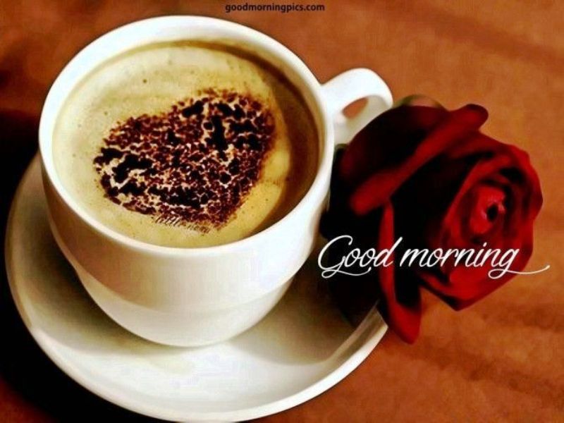 Good Morning With Coffee With Roses